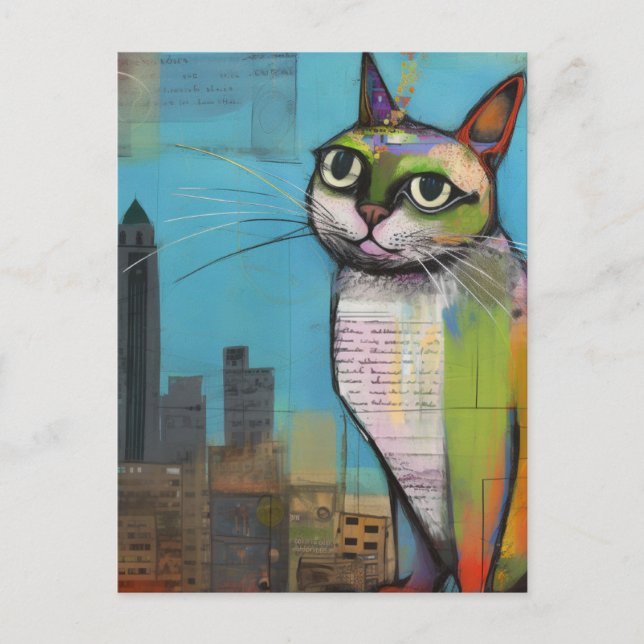 Cat in the City Collage Postcard (Front)