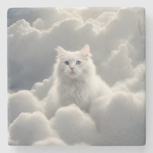 Cat in the clouds stone coaster (Front)