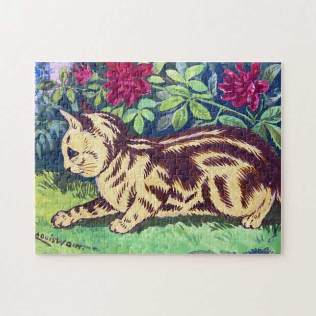 Cat in The Flower Garden, Louis Wain Jigsaw Puzzle (Horizontal)