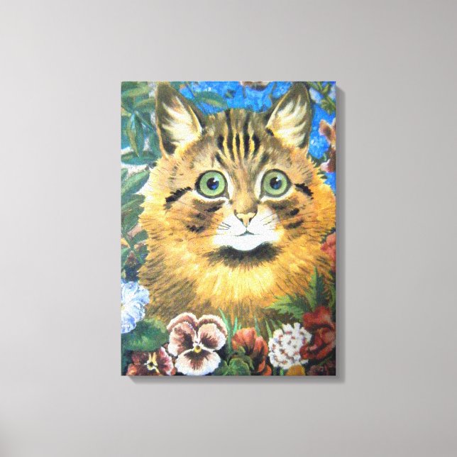 Cat in the flower, Louis Wain Canvas Print (Front)