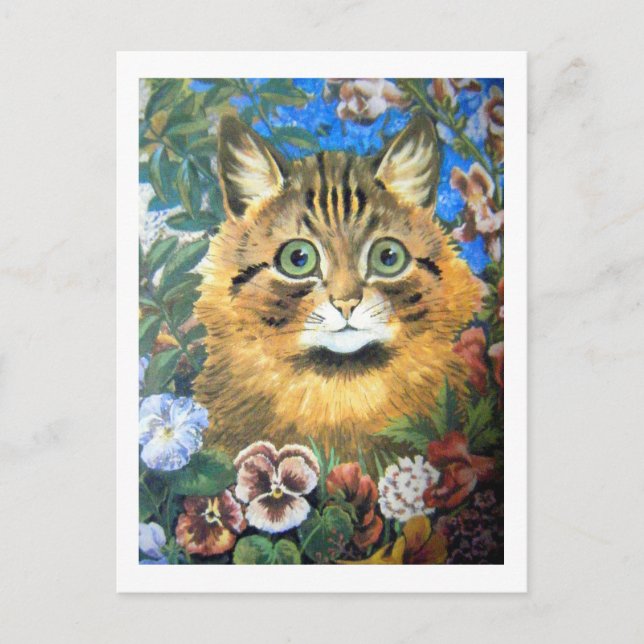 Cat in the flower, Louis Wain Postcard (Front)