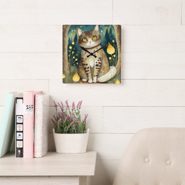 Cat in the Forest Wall Clock (Reading Room)