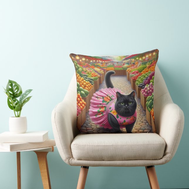 Cat in the fruits market  cushion (Chair)