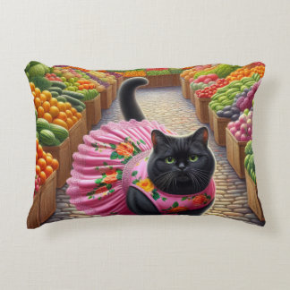 Cat in the fruits market decorative cushion