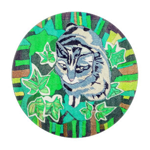 Cat in the garden cutting board