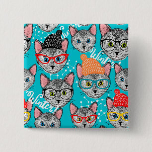 Cat in the hat 15 cm square badge