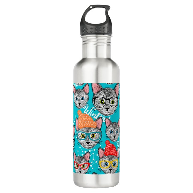 Cat in the hat 710 ml water bottle (Front)