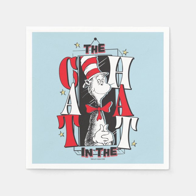 Cat In the Hat | B&W Text Napkin (Front)