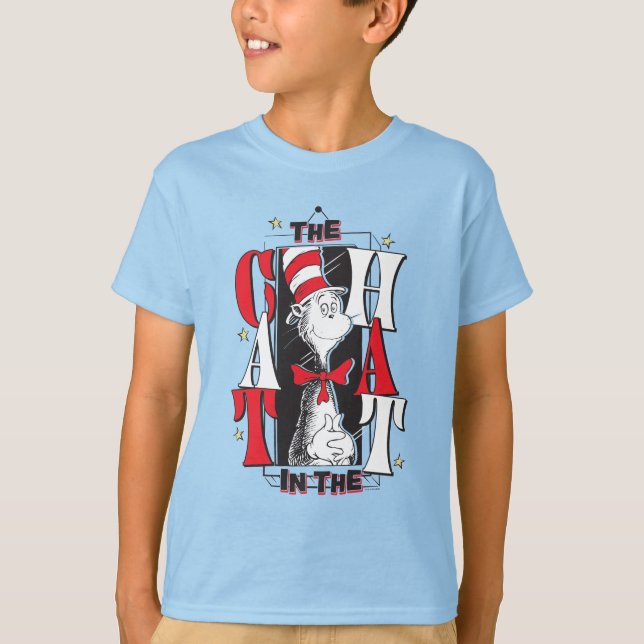 Cat In the Hat | B&W Text T-Shirt (Front)