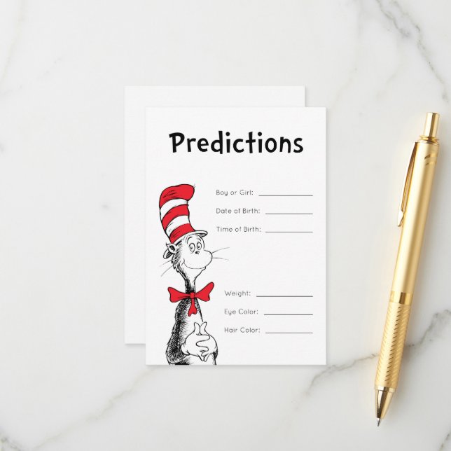 Cat in the Hat | Baby Predictions Enclosure Card (Front/Back In Situ)