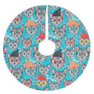 Cat in the hat brushed polyester tree skirt