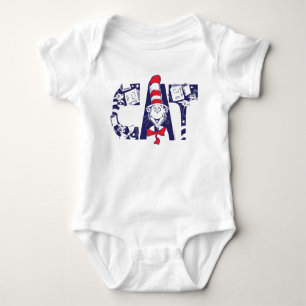 Cat In the Hat Cat Face Text Baby Bodysuit