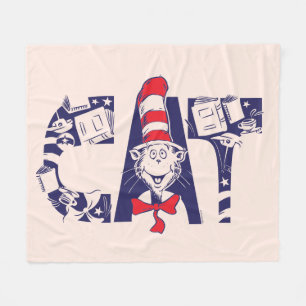 Cat In the Hat   Cat Face Text Fleece Blanket