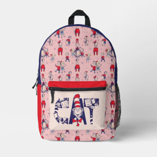 Cat In the Hat Cat Face Text Printed Backpack