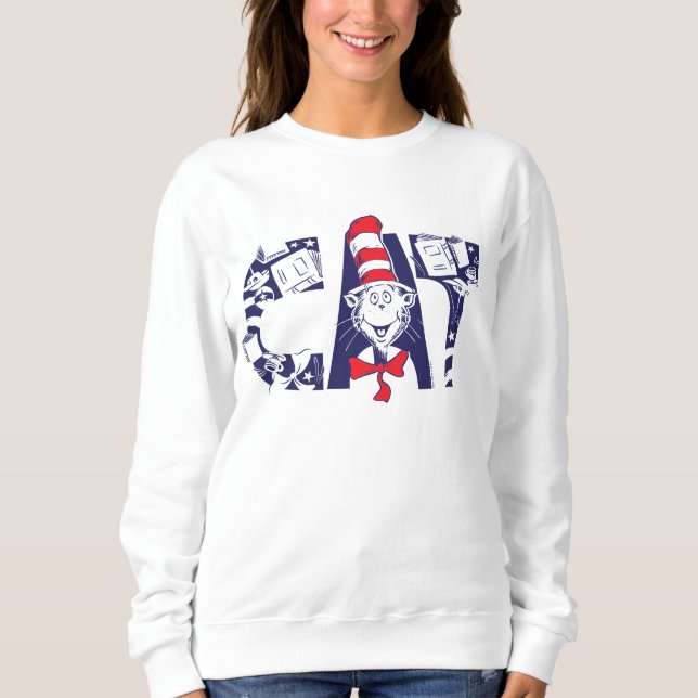 Cat In the Hat | Cat Face Text Sweatshirt (Front)