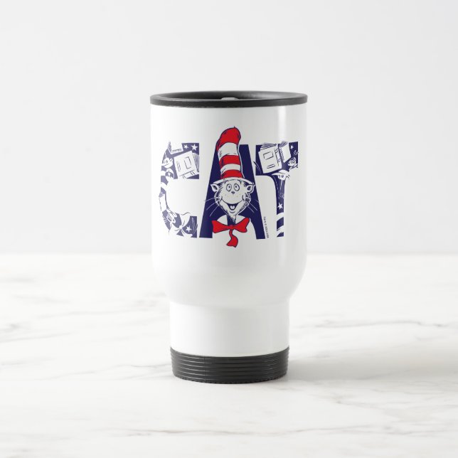 Cat In the Hat | Cat Face Text Travel Mug (Center)