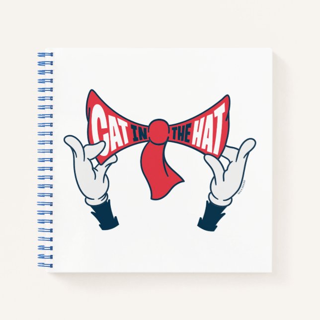 Cat In the Hat | Cat Text Bow Tie Notebook (Front)