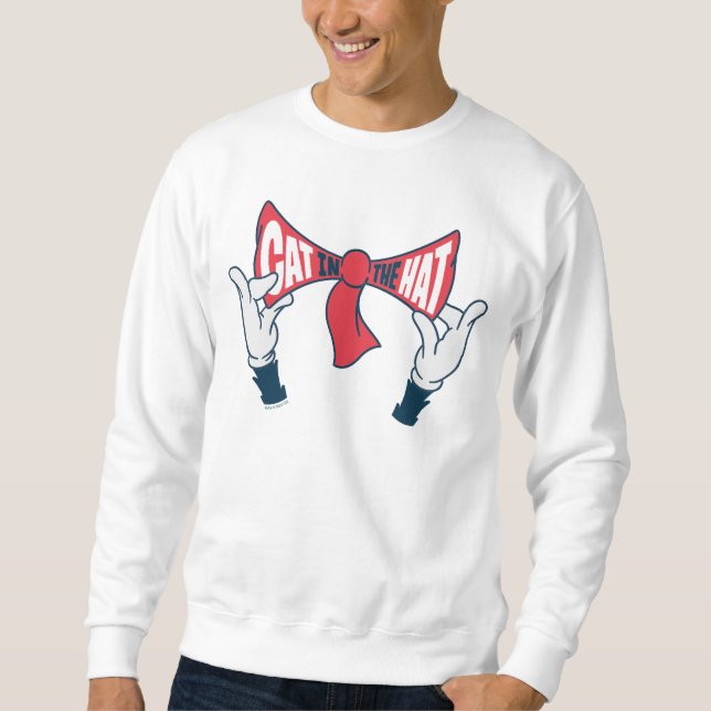 Cat In the Hat | Cat Text Bow Tie Sweatshirt (Front)