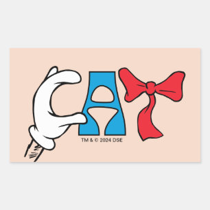 Cat In the Hat   Cat Text Rectangular Sticker