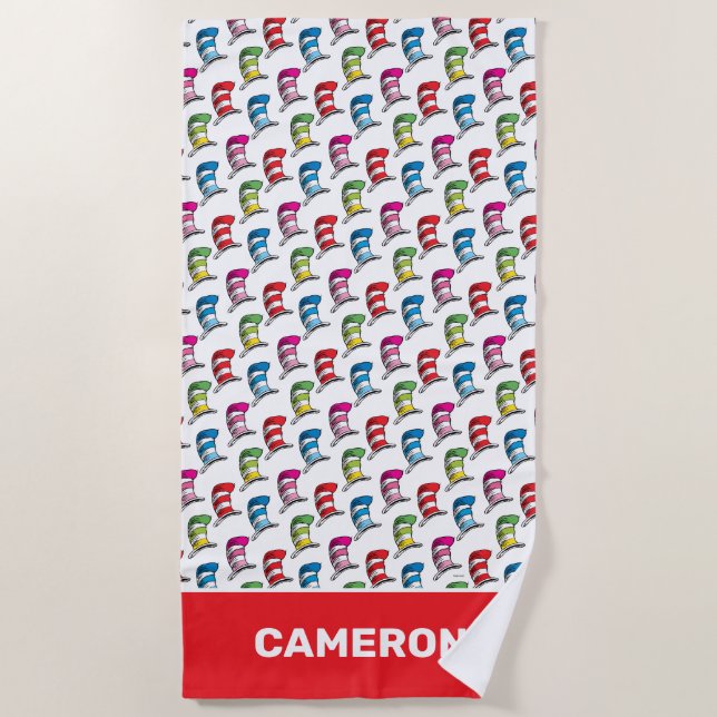 Cat In The Hat Colourful Hat Pattern Beach Towel (Front)