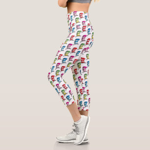 Cat In The Hat Colourful Hat Pattern Capri Leggings