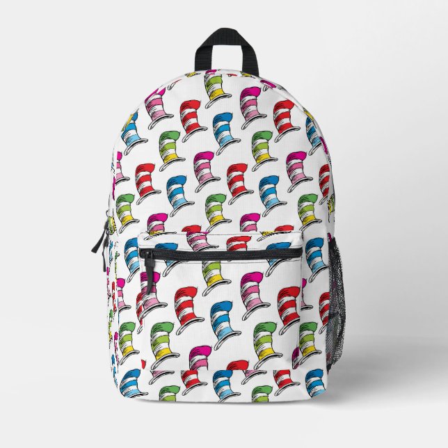 Cat In The Hat Colourful Hat Pattern Printed Backpack (Front)