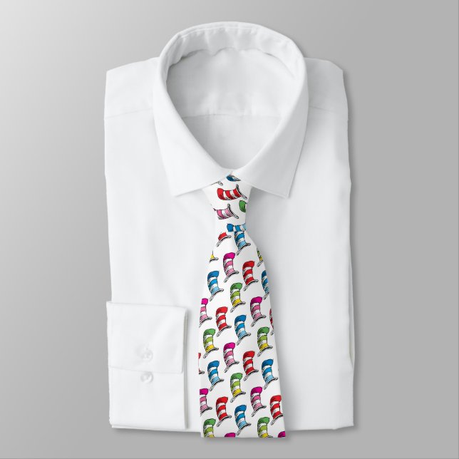 Cat In The Hat Colourful Hat Pattern Tie (Tied)