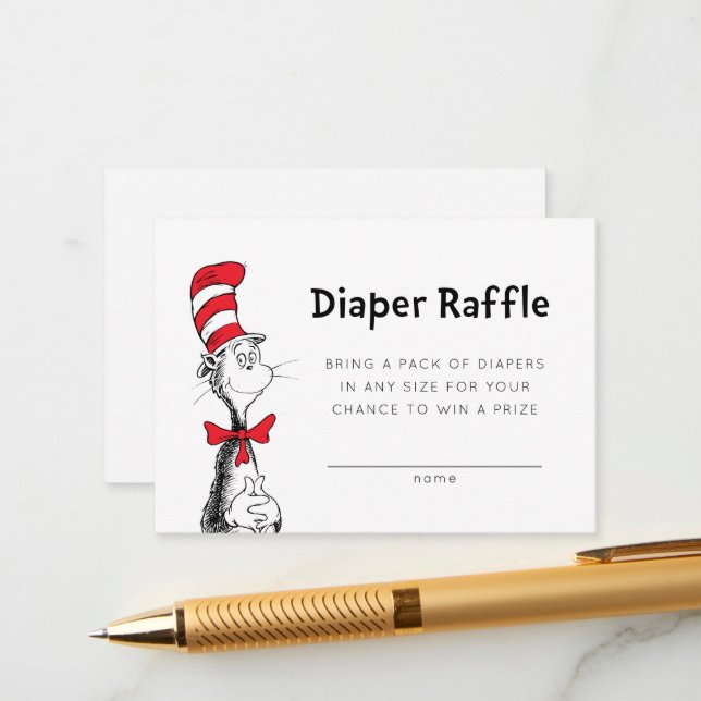 Cat in the Hat | Diaper Raffle Insert Card (Front/Back In Situ)