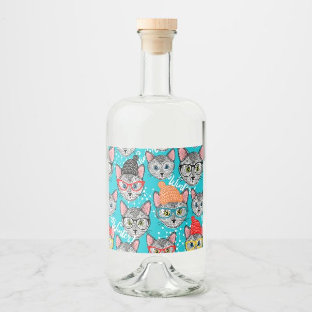 Cat in the hat liquor bottle label (Front)