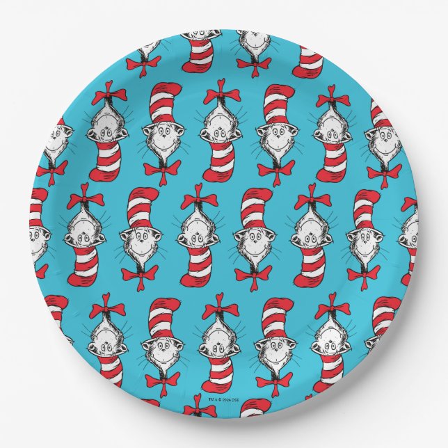 Cat In The Hat Pattern Paper Plate (Front)