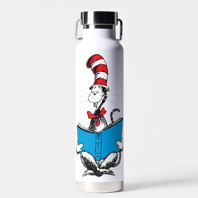 Cat in the Hat Reading Water Bottle (Front)