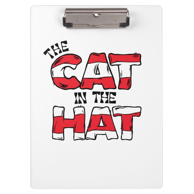 Cat In the Hat | Red & White Striped Text Clipboard (Front)