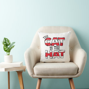 Cat In the Hat Red & White Striped Text Cushion