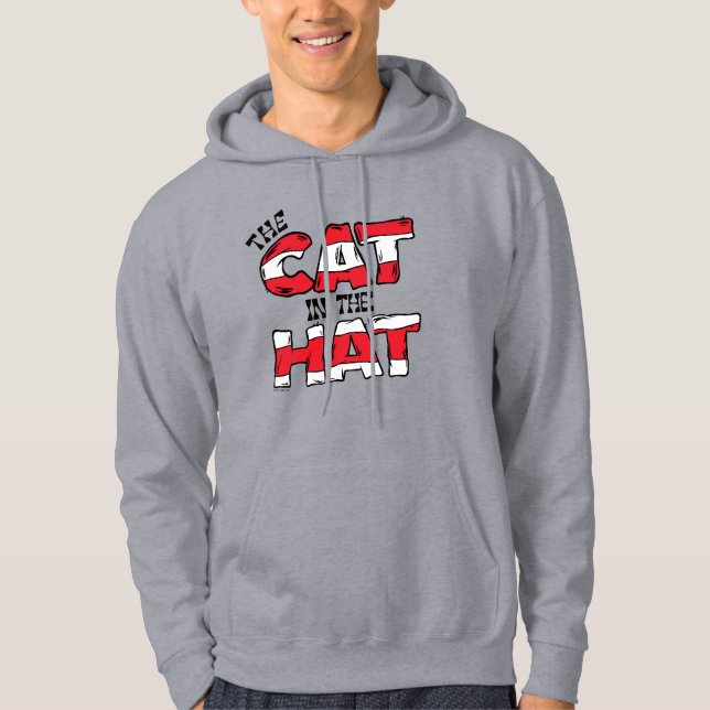 Cat In the Hat | Red & White Striped Text Hoodie (Front)