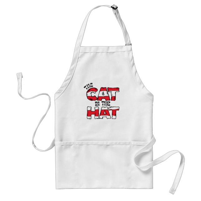 Cat In the Hat | Red & White Striped Text Standard Apron (Front)
