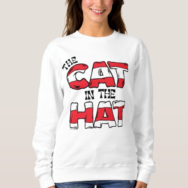 Cat In the Hat | Red & White Striped Text Sweatshirt (Front)