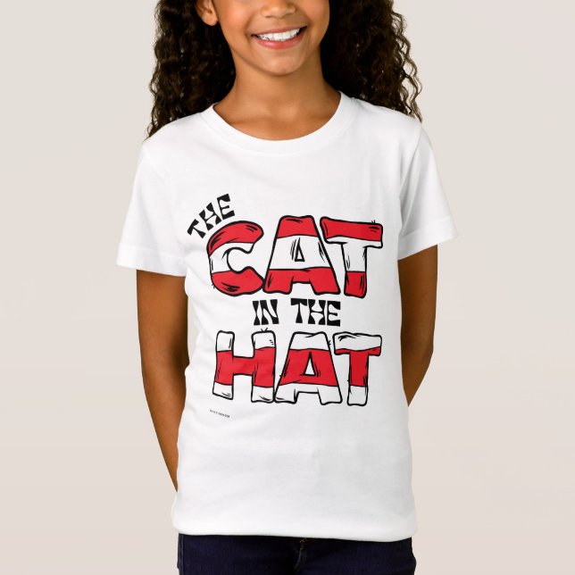 Cat In the Hat | Red & White Striped Text T-Shirt (Front)