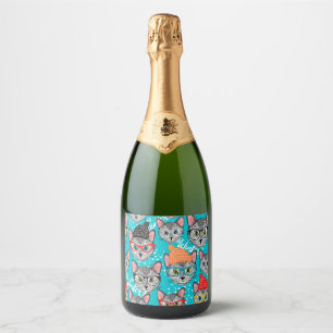 Cat in the hat sparkling wine label