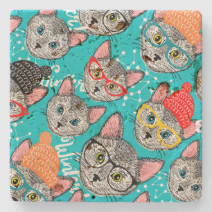 Cat in the hat stone coaster