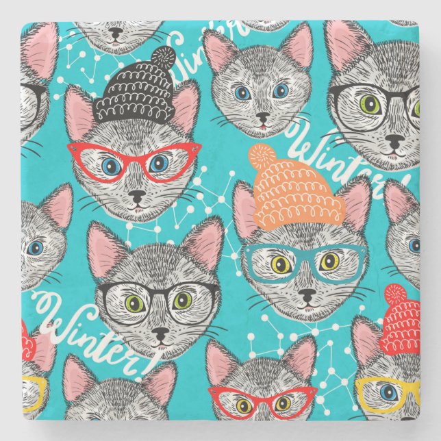 Cat in the hat stone coaster (Front)