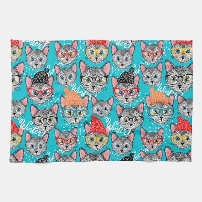 Cat in the hat tea towel (Horizontal)