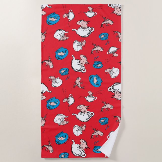 Cat In The Hat | The Fish Red Pattern Beach Towel (Front)