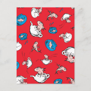 Cat In The Hat   The Fish Red Pattern Postcard