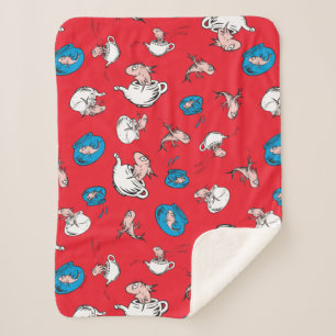 Cat In The Hat   The Fish Red Pattern Sherpa Blanket