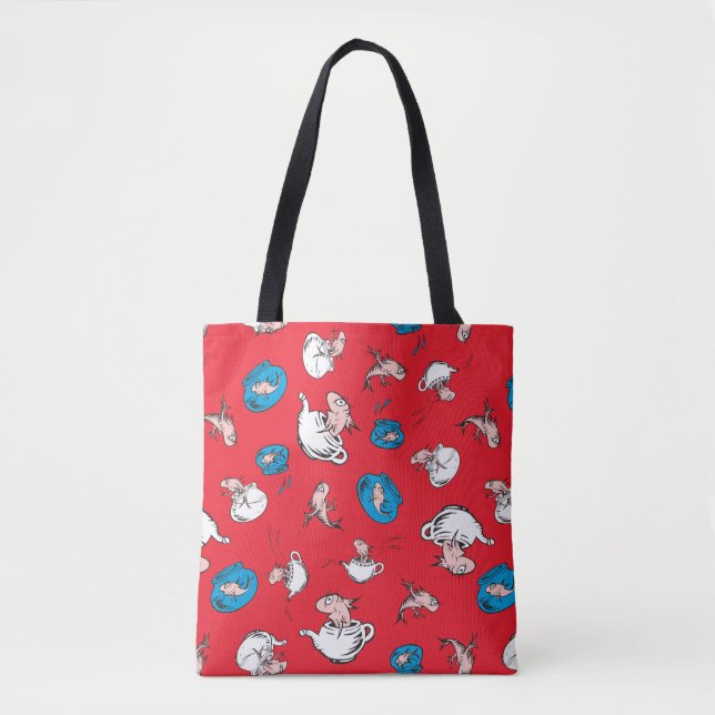 Cat In The Hat | The Fish Red Pattern Tote Bag (Front)
