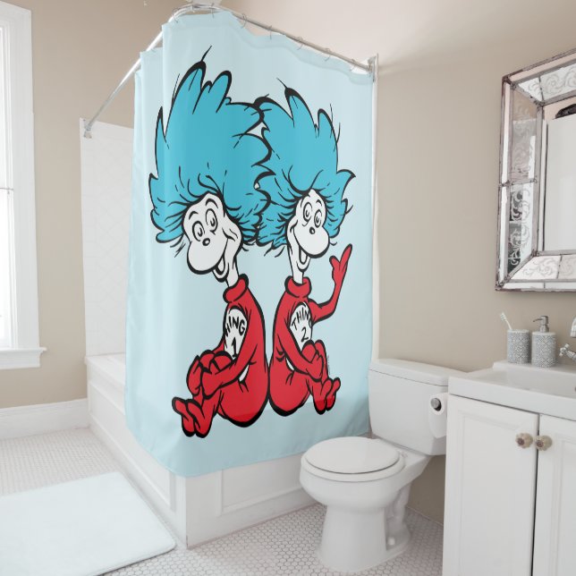 Cat in the Hat Thing One & Thing Two Shower Curtain (In Situ)