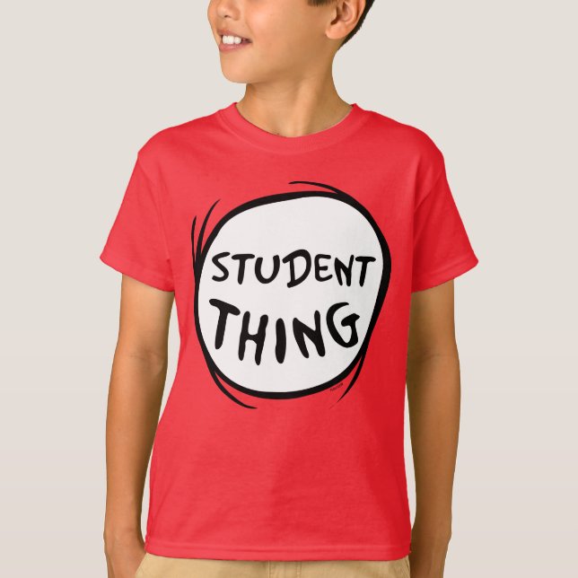 Cat in the Hat Thing One Thing Two Student Thing T-Shirt (Front)