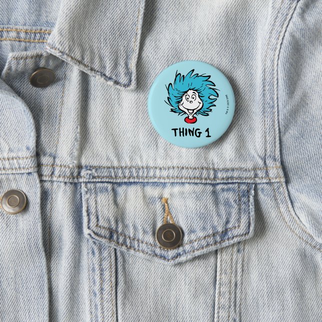 Cat in the Hat | Thing One Thing Two - Thing One 6 Cm Round Badge (In Situ)