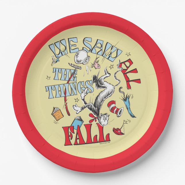 Cat In the Hat | We Saw All the Things Fall Paper Plate (Front)