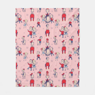 Cat In The Hat   With Kids Pattern Fleece Blanket